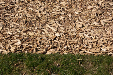 meadow and garden path from wood chips horizontal view small section