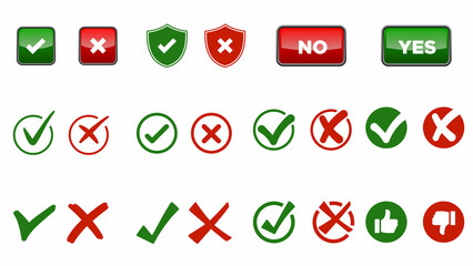 Right wrong tick mark symbol vector illustration © kuber