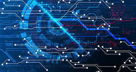 Abstract background on technological and scientific topics. Various techno details with using digital code. Vector format.