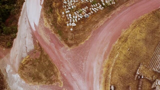 Aerial view of Ancient Messini city ruins