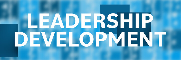 Leadership Development Blue Blur Background Boxes Text Horizontal 