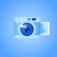 Vector illustration of a retro instant camera with a photo card. Flat design