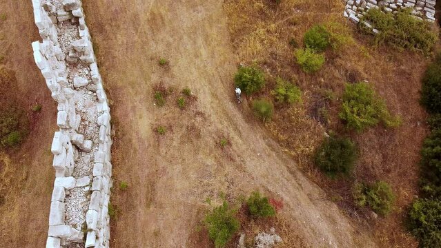 Aerial view of Ancient Messini city ruins
