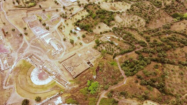 Aerial view of Ancient Messini city ruins