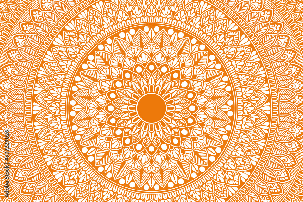 Sticker mandala illustration unique design in orange color - Stickers