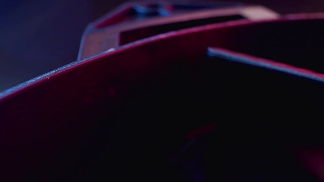 Computer fan with curved blades close-up. State-of-the-art enclosure cooling system. High quality 4k footage