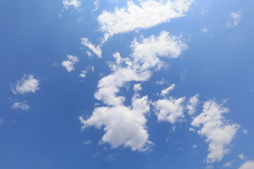 Fototapeta na wymiar Beautiful blue sky and white clouds in summer, North China
