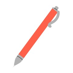 Plastic ballpoint pen, school stationery. Simple flat vector isolated on white background