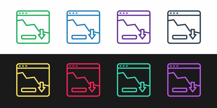 Set line Financial growth decrease icon isolated on black and white background. Increasing revenue. Vector