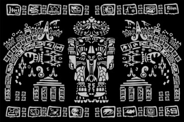 Figures aliens in signs of ancient civilizations. Images of characters of ancient American Indians.The Aztecs, Mayans, Incas.
Signs and symbols of the ancient world.The Aztecs, Mayans, Incas.
 
