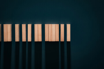 Some wooden blocks are arranged and combined like a QR code. Stereoscopic QR code. business elements.