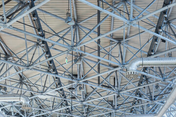 modern interior ceiling of metal and concrete in the building