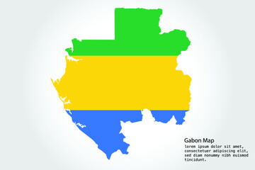 Gabon Map stripes. Vector illustration Color on White Backgound