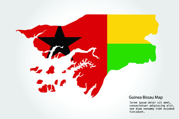 Guinea Bissau Map stripes. Vector illustration Color on White Backgound