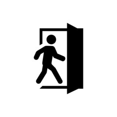 Exit door symbol. Evacuation symbol vector