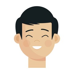 Face of Asian man flat vector illustration. Race concept for banner, website design