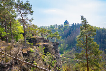 Dramatic landscape around the castle of Nideggen in Eifel National Park, Germany