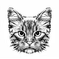 Tuinposter abstract cat muzzle illustration, graphic design concept art © reznik_val