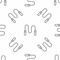 Grey line Jump rope icon isolated seamless pattern on white background. Skipping rope. Sport equipment. Vector