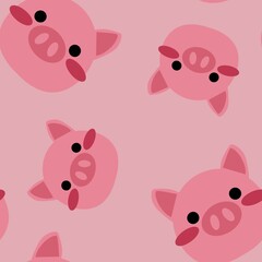 Kids seamless cartoon pigs pattern for fabrics and packaging and gifts and cards and linens and wrapping paper