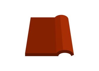 Roof tile piece in perspective view. Simple flat illustration.
