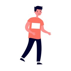 Family jogging in city park. Kid running marathon. Vector illustration for lifestyle, outdoor activity, sport, leisure, fitness concept