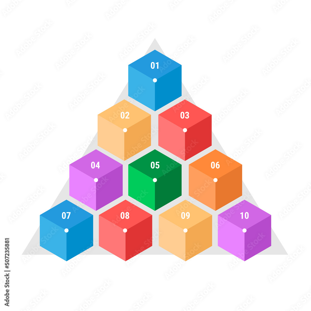 Poster pyramid stack of 3d cubes. infographic element for presentation.
