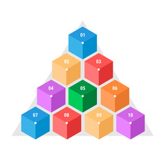 Pyramid stack of 3d cubes. Infographic element for presentation.