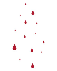 Drops. Scarlet blood drips from top to bottom. Heaven is crying red tears. Color vector illustration. Outlines on an isolated background. Flat style. Idea for web design.