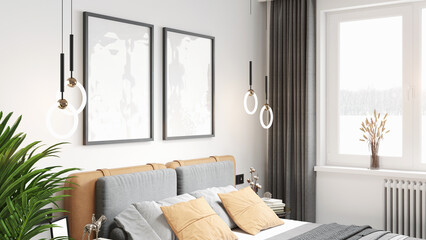Mock-up frame in home interior background, 3d render