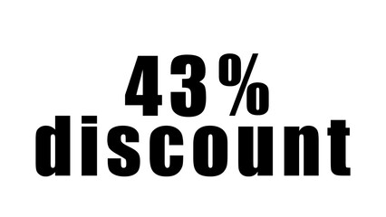 Percentage discount written in black on a high quality isolated white background