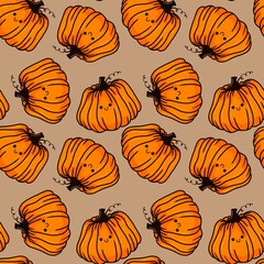 Halloween seamless cute pumpkins pattern for textiles and packaging and gifts and kids and wrapping paper