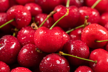 ripe red chrries fruit texture background