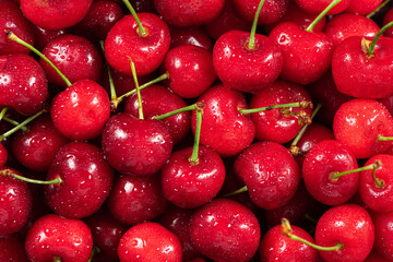 ripe red chrries fruit texture background