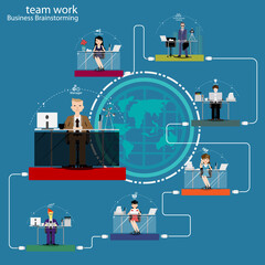 Illustration business.design modern  idea and concept think creativity. for Social network,success,plan,think,search,analyze,communicate, futuristic idea innovation technology.