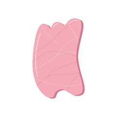 trendy gua sha scraper made of natural stone, massager for facial care. Vector illustration skin care concept.