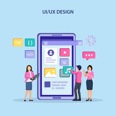 UI UX design concept, Creating an application design, content and text place, Vector illustration
