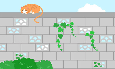 ブロック塀と猫