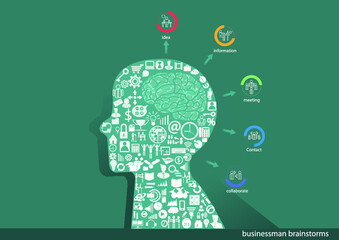 Illustration business.design modern  idea and concept think creativity. for Social network,success,plan,think,search,analyze,communicate, futuristic idea innovation technology.