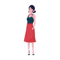 Young woman waiting for his family flat vector illustration. Parenthood, family, leisure concept for banner