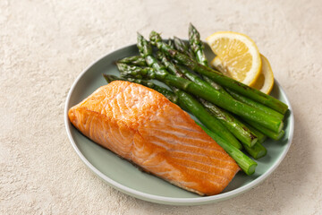 Baked salmon and asparagus