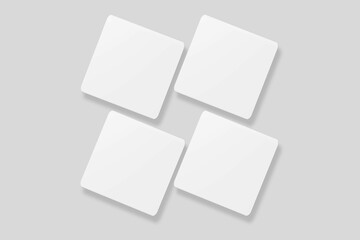 Floating blank square business card for mockup. 3D Render.