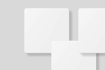 Floating blank square business card for mockup. 3D Render.