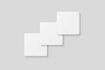 Floating blank square business card for mockup. 3D Render.