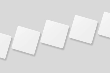 Floating blank square business card for mockup. 3D Render.