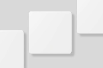 Floating blank square business card for mockup. 3D Render.