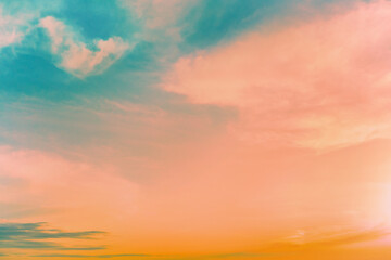 Colorful cloudy sky at sunset. Gradient color