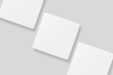 Floating blank square business card for mockup. 3D Render.