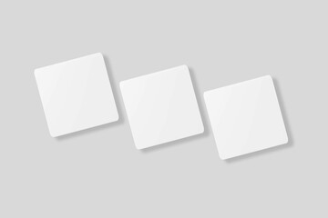 Floating blank square business card for mockup. 3D Render.