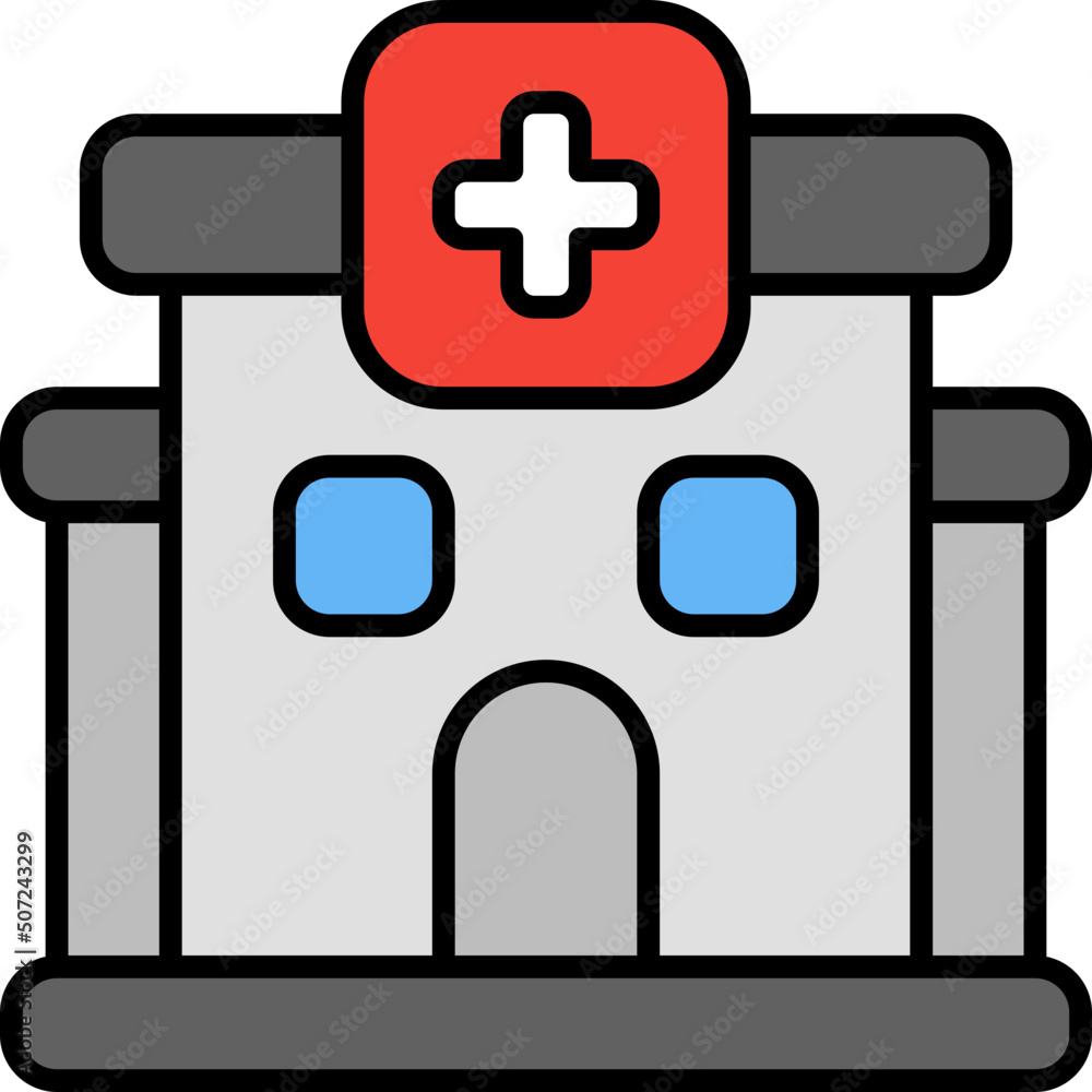 Poster hospital outline color icon